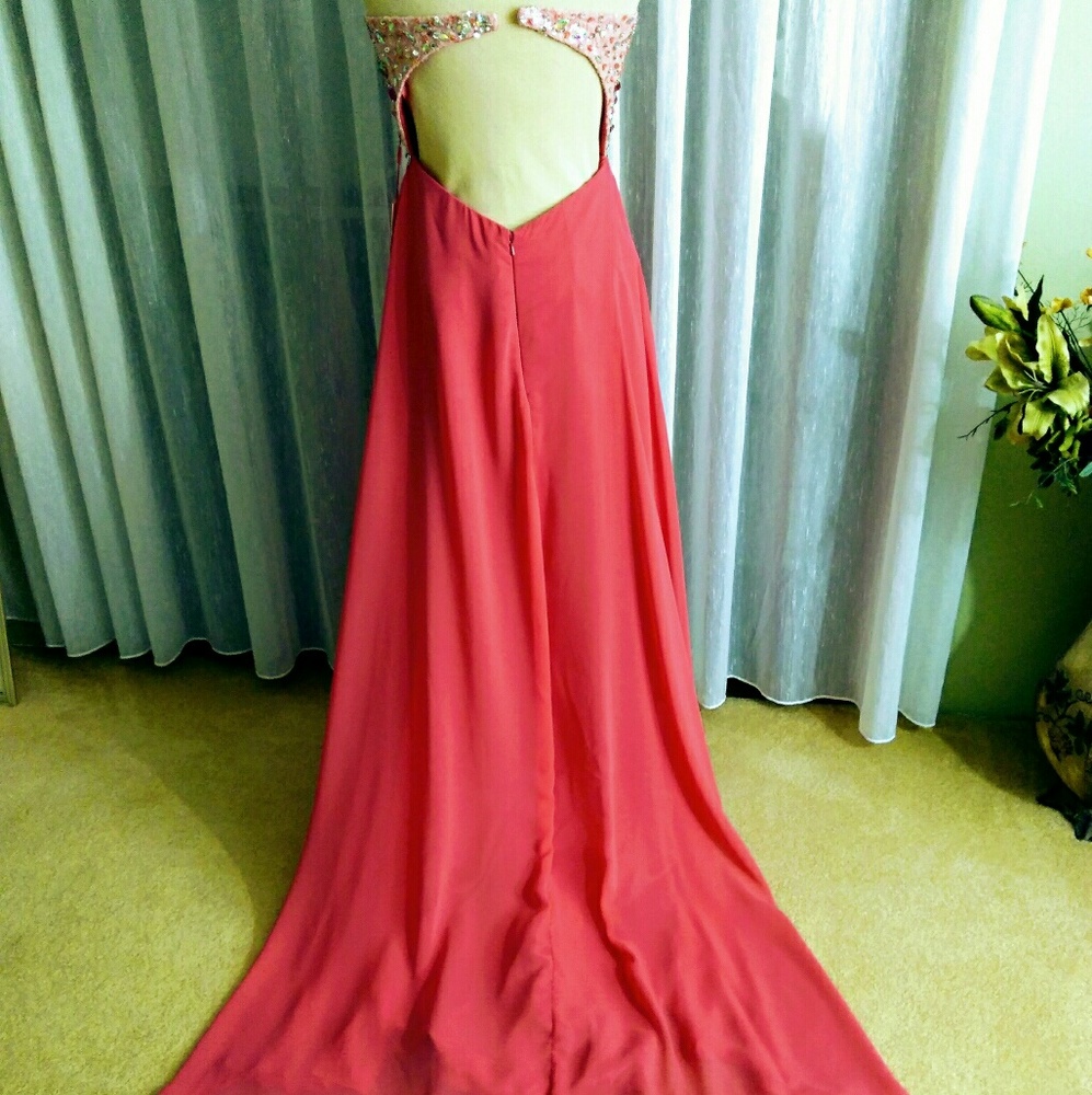 Coral  size s formal / prom gown Jewel bodice - Picture 6 of 6